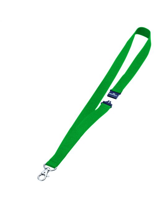 Durable Textile Lanyard with Safety Release for Name Badges 440mm Green (Pack 10) 8137/05