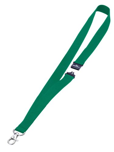 Durable Textile Lanyard with Snap Hook & Safety Release 20 x 440mm Green (Pack 10) - 813705