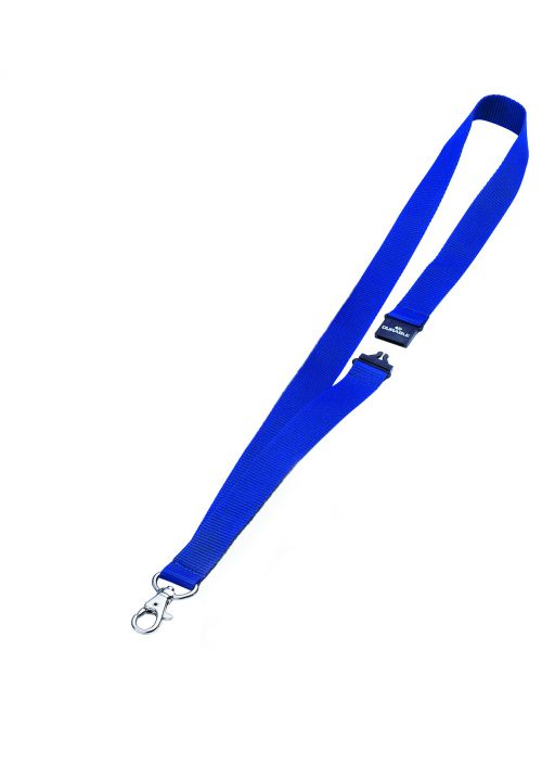 Durable Textile Lanyard with Safety Release for Name Badges 440mm Blue (Pack 10) 8137/07