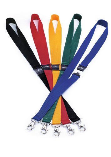Durable Textile Name Badge Lanyards 20x440mm with Safety Closure Dark Blue Ref 813707 [Pack 10]