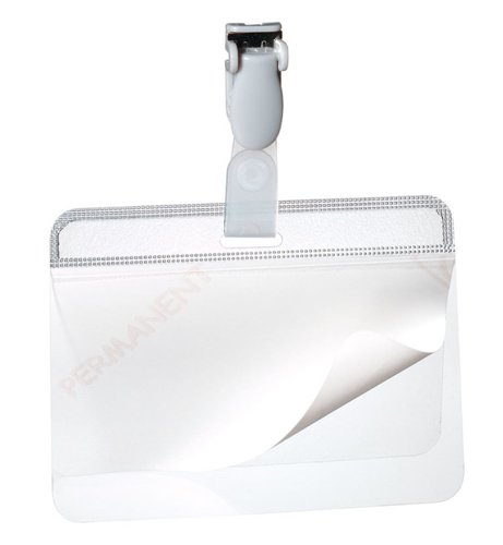 Durable Self-Laminating Name Badge 54x90mm with Plastic Clip Transparent (Pack 25) - 814919