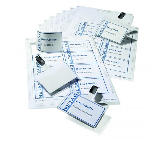 Durable Visitor Name Badge Set with Clip - Pack of 20