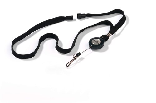 Durable Textile Lanyard with Badge Reel on 850mm retractable cord Ref 822301 [Pack 10] 