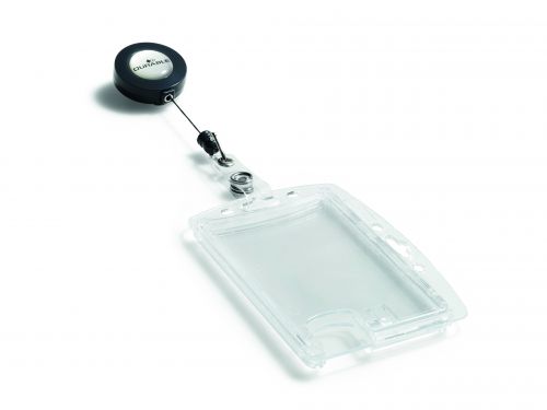 Durable Dual Security Pass Holder with Badge Reel Clear (Pack of 10) 8224/19