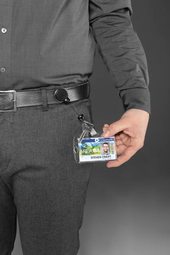 Retractable Badge Holder with Large Badge Strap and Secure Fastener Belt Clip