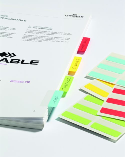 Durable QuickTab Index Tabs Non-Permanent Single Sided 40mm Assorted Colours 840500 [Pack 48]