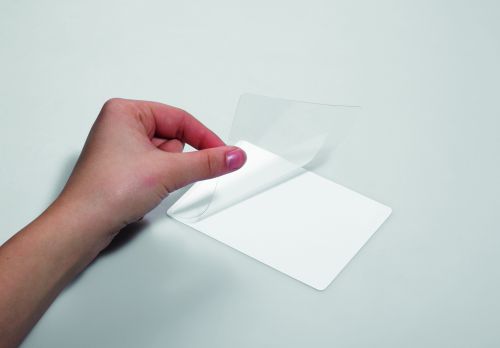 Transparent self laminating cards for protecting documents against unnecessary damage or dirt. Suitable for lamination of business cards ID cards and photos etc without the need for a laminating machine. For business card size. Pack 100.