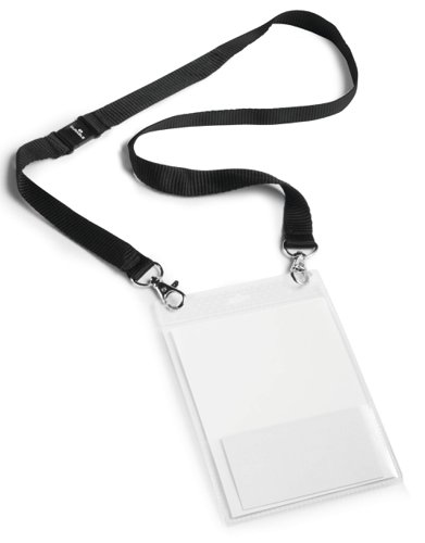 Durable A6 Name Badge with Black Textile Lanyard (Pack of 10) 852501