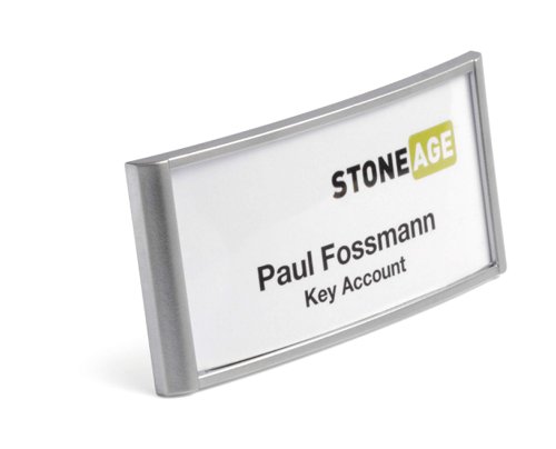 Durable Classic Name Badge With Combi Clip 30x65mm 854123 Silver [Box of 10]