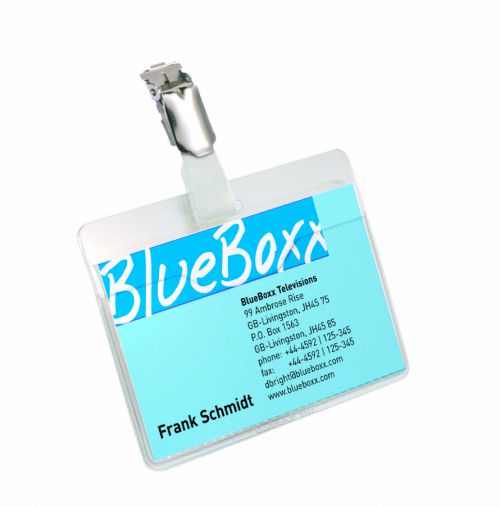 Durable Visitor Name Badge 90x60mm Transparent - Pack of 5