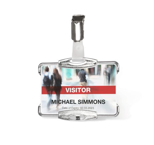 Durable Card Holder RFID Secure Mono Silver Pack 10 Visitors Badge BG5060