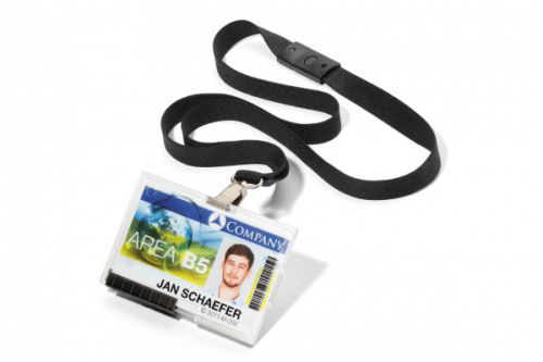 Durable Pushbox Mono Card Holder with Lanyard Pack of 10