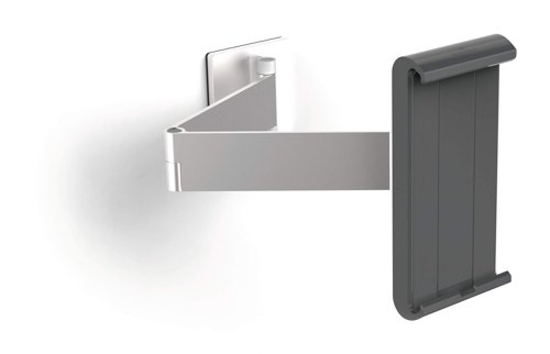 A modern and stylish wall mounted tablet holder in Silver which is perfect for any environment. The tablet holder securely holds tablets from 7" to 13" and includes an anti-theft system to prevent unauthorised removal of the tablet. The clamp securely holds the tablet in place and is rotatable 360° for use in both portrait and landscape format.The tablet holder has a tilt angle range of -6° to +46° for complete flexibility. The wall mounted tablet holder is easy to assemble and securely attaches to walls. Perfect for use in hotels, exhibitions, trade fairs, restaurants, at home, offices, etc.Dimensions: 95 x 225 x 170mm (W x H x D)Made in Germany