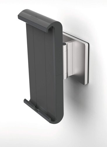 A modern and stylish wall mounted tablet holder in Silver which is perfect for any environment. The tablet holder securely holds tablets from 7" to 13" and includes an anti-theft system to prevent unauthorised removal of the tablet. The clamp securely holds the tablet in place and is rotatable 360° for use in both portrait and landscape format.The tablet holder has a tilt angle range of -6° to +46° for complete flexibility. The wall mounted tablet holder is easy to assemble and securely attaches to walls. Perfect for use in hotels, exhibitions, trade fairs, restaurants, at home, offices, etc.Dimensions: 95 x 225 x 170mm (W x H x D)Made in Germany