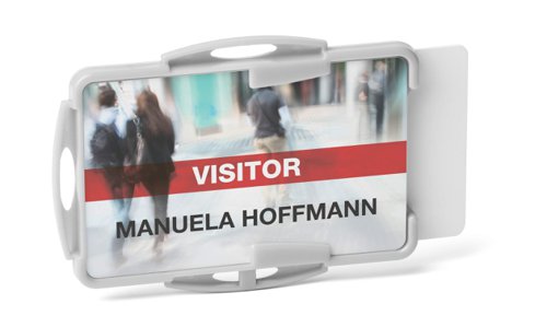 Durable ECO 2 Card Recycled Plastic Security ID Badge Holders - 10 Pack - Grey Visitors Badge BG4802