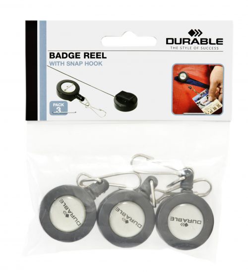 Durable Badge Reel with Snap Hook Pack of 3