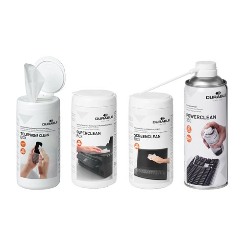 Durable SOHO Tech Cleaning Kit with Non-Flammable Air Duster and Biodegradable Wipes - 585100