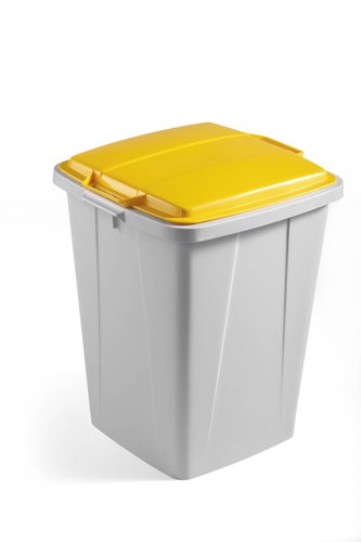 Durable DURABIN Plastic Waste Recycling Bin 90 Litre Square Black with Yellow Lid - VEH2012030 28489DR