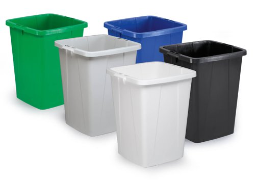 Durable DURABIN Plastic Waste Recycling Bin 90 Litre Square Black with Yellow Lid - VEH2012030