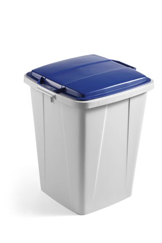 Durable DURABIN Plastic Waste Recycling Bin 90 Litre Grey with Blue Lid - VEH2012031  28496DR