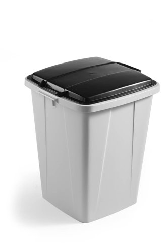 Durable DURABIN Grey Square Recycling Bin + Black Lid - Food Safe - 90L  VEH2012033