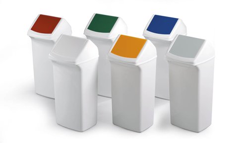 Durable DURABIN Contemporary White Square Recycling Bin + White Swing Lid - 40L  VEH2013001