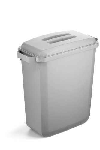 Durable DURABIN Plastic Waste Recycling Bin 60 Litre Grey with Grey Lid & Black A5 DURAFRAME Self-Adhesive Sign Holder - VEH2023003 28398DR Buy online at Office 5Star or contact us Tel 01594 810081 for assistance