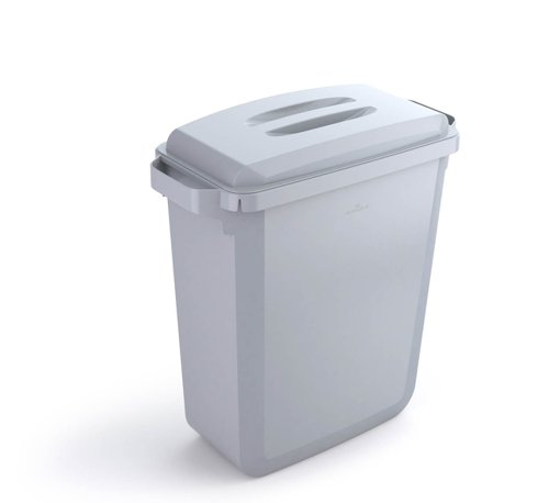 Durable DURABIN Plastic Waste Recycling Bin 60 Litre Rectangular Grey with Grey Lid - VEH2023019