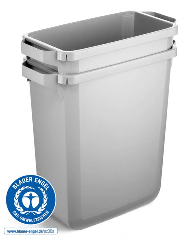 Durable DURABIN ECO 80% Recycled Plastic Waste Recycling Bin 60 Litre Rectangular Black with Blue Lid - VEH2023024 Recycling Bins 28349DR