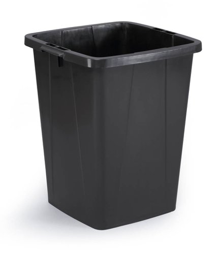 Durable DURABIN Plastic Waste Recycling Bin 90 Litre Square Black with Black Lid - VEH2023029 28461DR