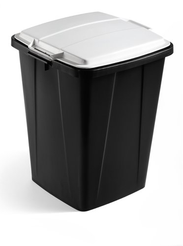 Durable DURABIN Plastic Waste Recycling Bin 90 Litre Square Black with Grey Lid - VEH2023031 Durable (UK) Ltd