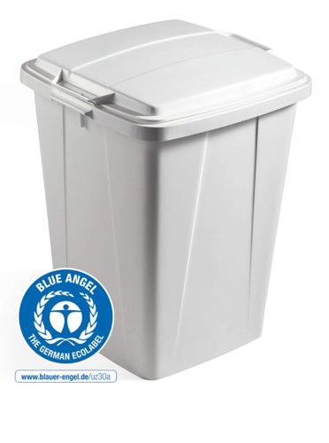 Durable DURABIN ECO 80% Recycled Plastic Waste Recycling Bin 90 Litre Grey with Grey Lid - VEH2024001