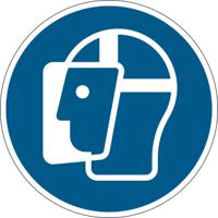 Durable Adhesive ISO 'Use Face Visor' Sign Safety Floor Sticker - 43cm