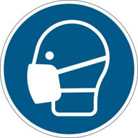 Durable Adhesive ISO 'Wear Face Mask' Sign Safety Floor Sticker - 43cm