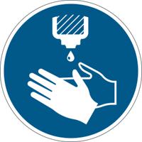 Durable Adhesive ISO 'Use Hand Sanitiser' Sign Safety Floor Sticker - 43cm