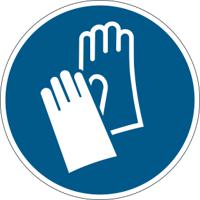 Durable Adhesive ISO 'Wear Protective Gloves' Sign Safety Floor Sticker - 43cm