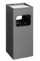 Durable Metal Waste Bin Square 17 Litre with integrated 2L Ashtray Includes 1.5kg Sand Charcoal - 333058