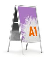 Durable A Board Foldable Pavement Sign Double Sided Snap Frame Stand - A1 Silver