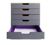 Durable VARICOLOR 5 Drawer Unit Desktop Drawer Set with 5 Colour Coded Drawers and Label Inserts - 760527