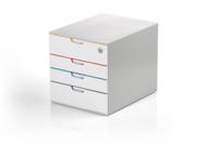 Durable VARICOLOR MIX 4 SAFE Lockable Drawer Unit  Desktop Drawer Set with 4 Colour Coded Drawers and Label Inserts - 762627