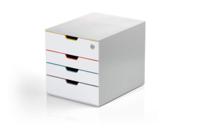 Durable VARICOLOR MIX 4 SAFE Lockable Drawer Unit  Desktop Drawer Set with 4 Colour Coded Drawers and Label Inserts - 762627