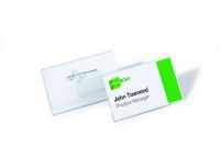 Durable Name Badge 40x75mm with Pin Includes Blank Insert Cards Transparent (Pack 100) - 800819