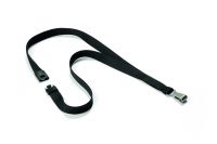 Durable Soft Textile Lanyard 15mmx440mm with 12mm Metal Snap Hook Black Ref 812701 [Pack 10]