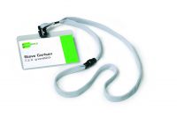 Durable Visitor Name Badges with Textile Lanyard with Safety Closure Grey Ref 8139-10 [Pack 10]