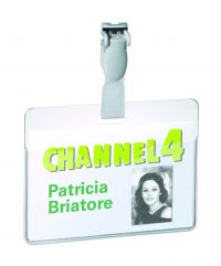 Durable Visitor Badge with rotating clip 60x90mm Landscape Ref 8147 [Pack 25]