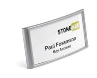 Durable Classic Clip & Pin Name Tag Badge Holders + Inserts - 10 Pack - 30x65mm