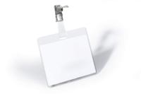 Durable Metal Clip Name Tag ID Badge Card Holders + Inserts - 5 Pack - 60 x 90mm