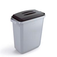 Durable DURABIN Plastic Waste Recycling Bin 60 Litre Rectangular Grey with Black Lid - VEH2012029