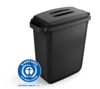 Durable DURABIN ECO 80% Recycled Plastic Waste Recycling Bin 60 Litre Rectangular Black with Black ECO Lid - VEH2022051