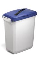 Durable DURABIN Plastic Waste Recycling Bin 60 Litre Rectangular Grey with Blue Hinged Lid with Rectangular Slot - VEH2023020